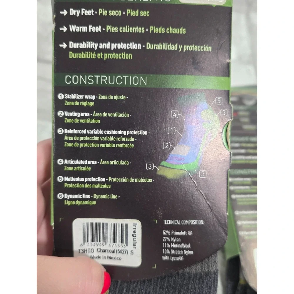 Lorpen 3 Hiking Mountaineering‎ Overcalf Socks Men 5-7, Women 6-8.5 Sz Small